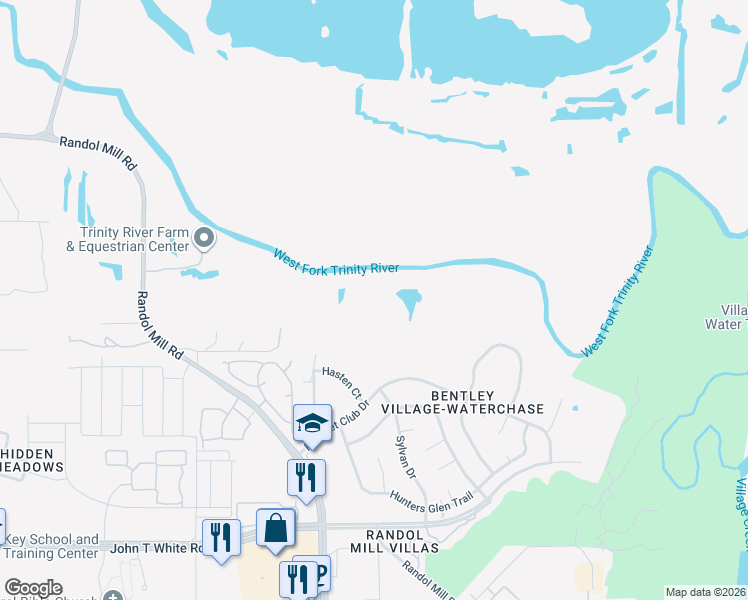 map of restaurants, bars, coffee shops, grocery stores, and more near 8601 Lowery Road in Fort Worth