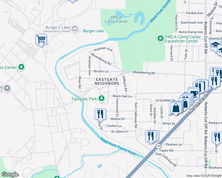 map of restaurants, bars, coffee shops, grocery stores, and more near 755 Fernwood Street in Fort Worth