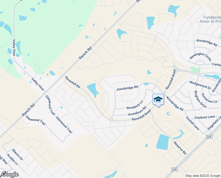 map of restaurants, bars, coffee shops, grocery stores, and more near 821 Knoxbridge Road in Forney