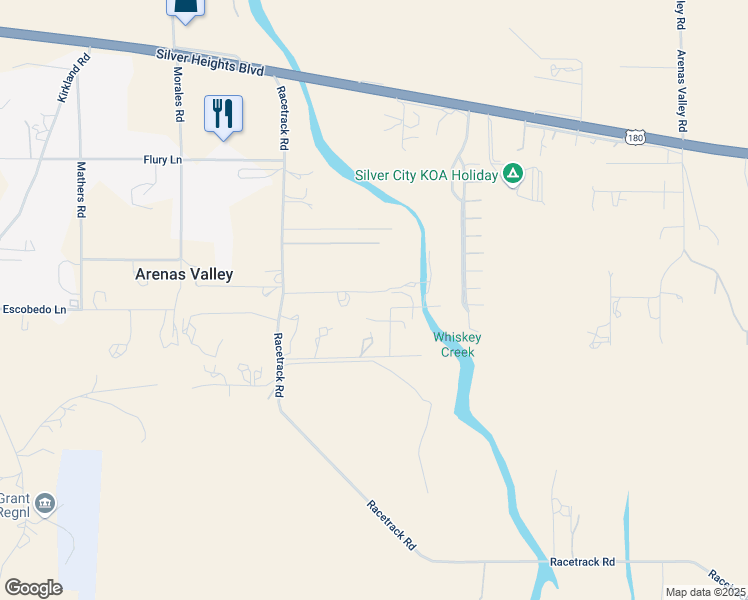 map of restaurants, bars, coffee shops, grocery stores, and more near 17 Camino Amarillo in Silver City