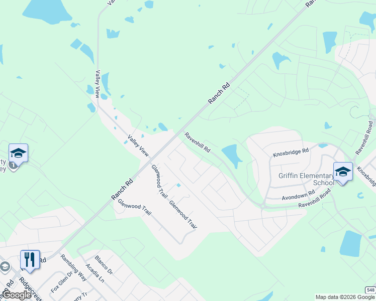 map of restaurants, bars, coffee shops, grocery stores, and more near 1517 Fairweather Way in Forney