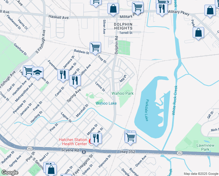 map of restaurants, bars, coffee shops, grocery stores, and more near in Dallas