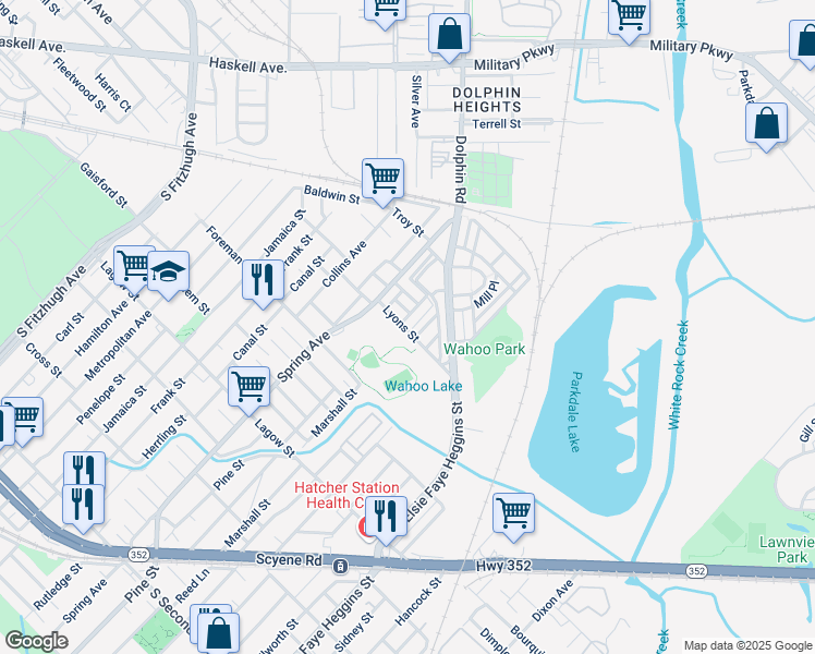 map of restaurants, bars, coffee shops, grocery stores, and more near 2925 Clifford Jackson Street in Dallas