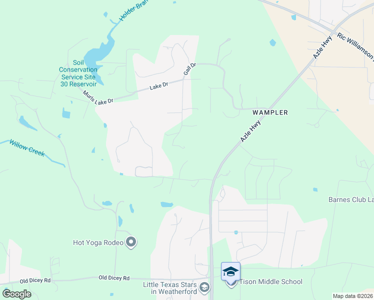 map of restaurants, bars, coffee shops, grocery stores, and more near 959 Gail Drive in Weatherford