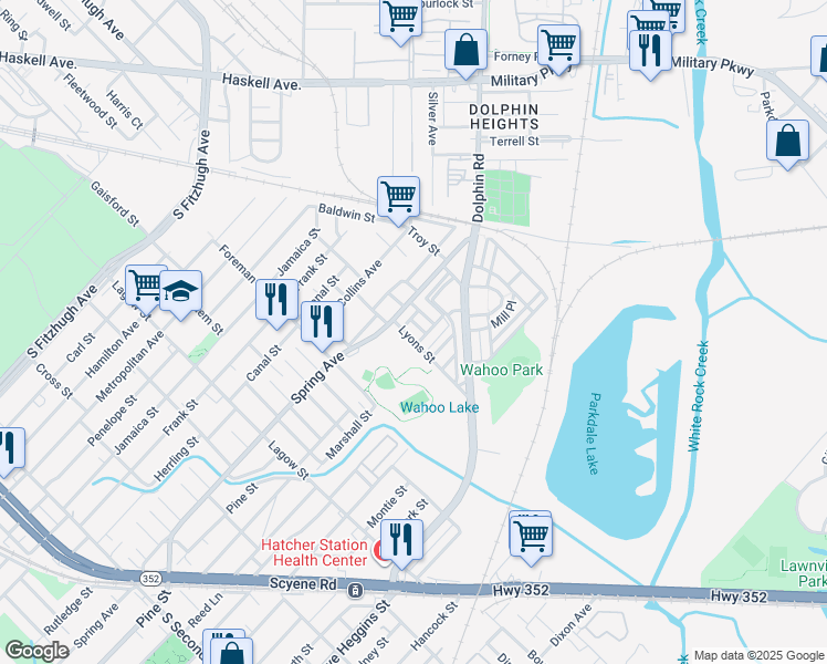 map of restaurants, bars, coffee shops, grocery stores, and more near 2925 Clifford Jackson Street in Dallas