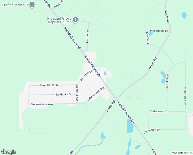 map of restaurants, bars, coffee shops, grocery stores, and more near 7031 Bethel Church Road in Lizella