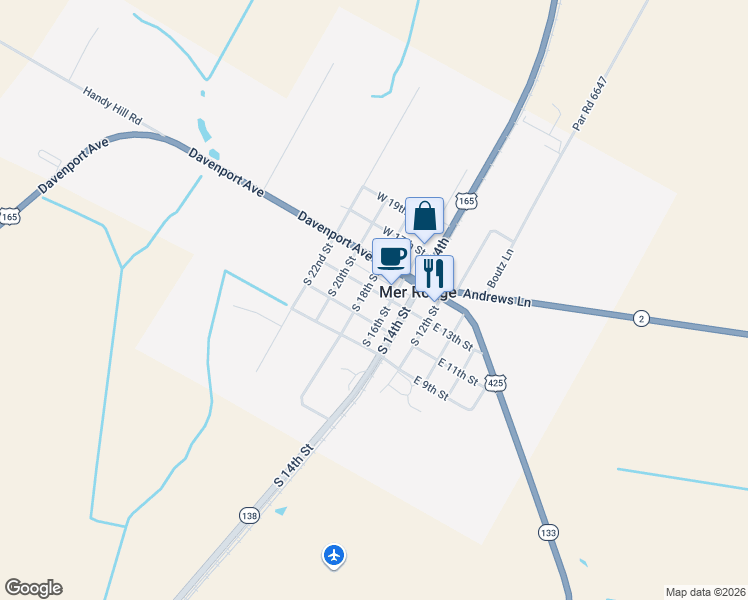 map of restaurants, bars, coffee shops, grocery stores, and more near 200-298 West 13th Street in Mer Rouge