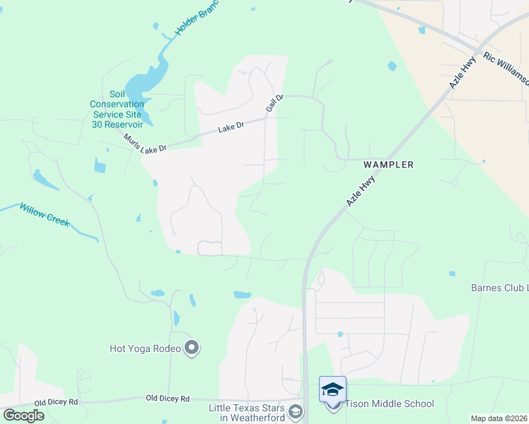 map of restaurants, bars, coffee shops, grocery stores, and more near 959 Gail Drive in Weatherford
