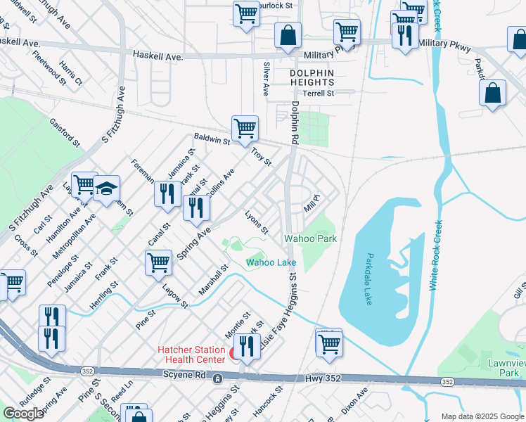 map of restaurants, bars, coffee shops, grocery stores, and more near 2925 Clifford Jackson Street in Dallas