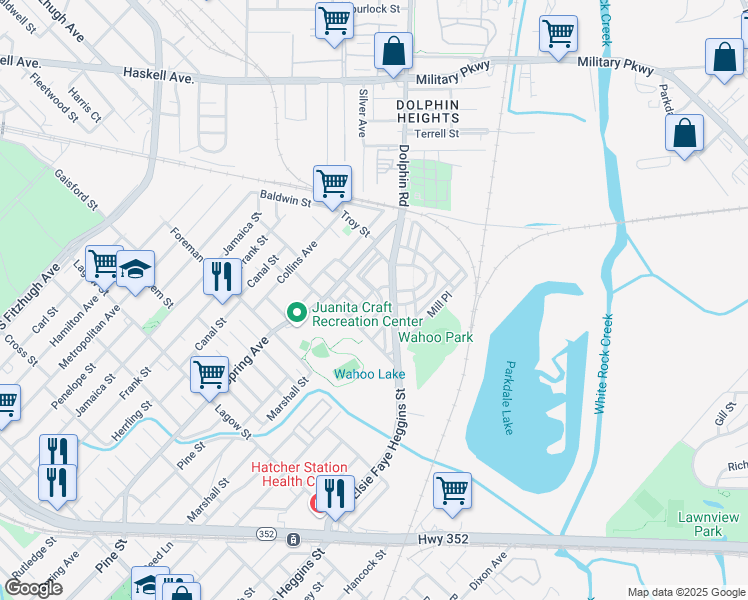 map of restaurants, bars, coffee shops, grocery stores, and more near 2925 Clifford Jackson Street in Dallas