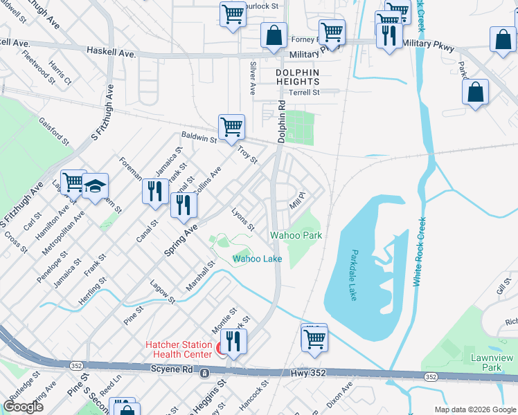map of restaurants, bars, coffee shops, grocery stores, and more near 2925 Clifford Jackson Street in Dallas