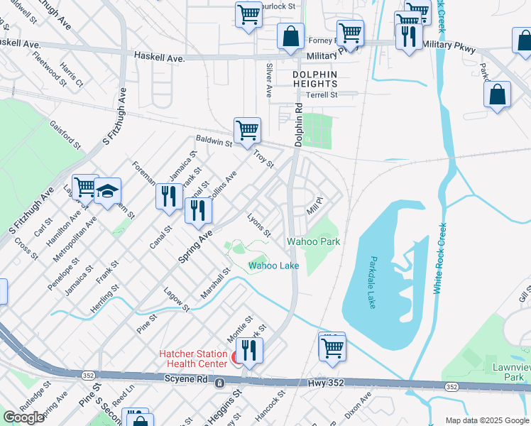 map of restaurants, bars, coffee shops, grocery stores, and more near 2925 Clifford Jackson Street in Dallas