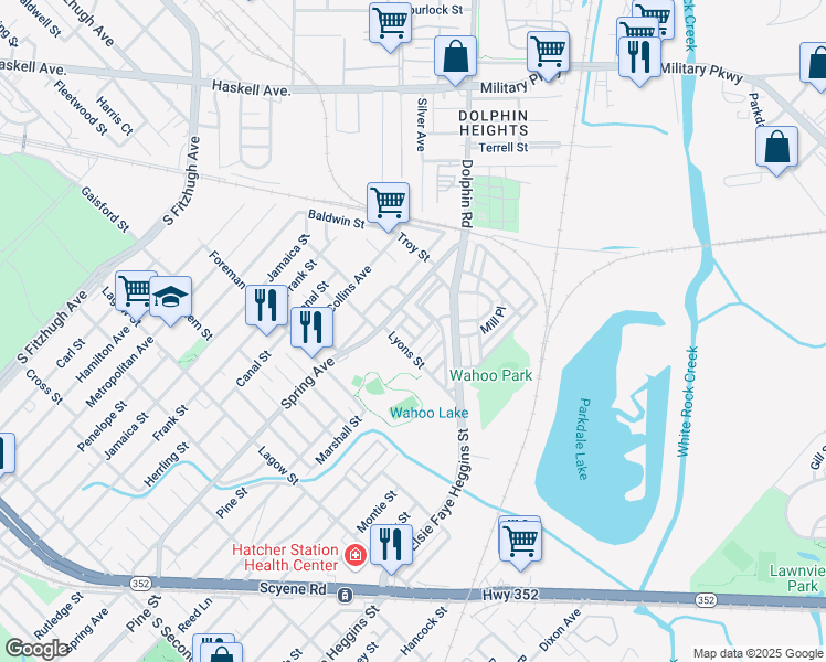 map of restaurants, bars, coffee shops, grocery stores, and more near 2925 Clifford Jackson Street in Dallas
