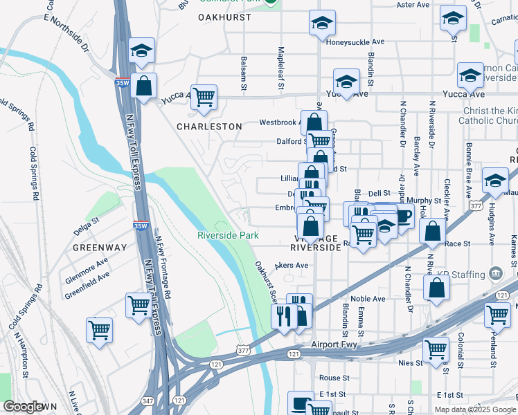 map of restaurants, bars, coffee shops, grocery stores, and more near 862 Scenic Hill Drive in Fort Worth