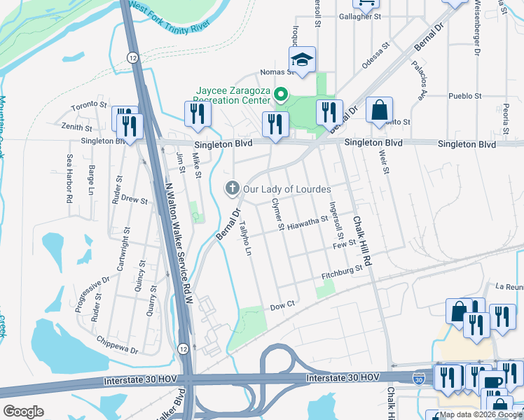 map of restaurants, bars, coffee shops, grocery stores, and more near 2634 Lapsley Street in Dallas