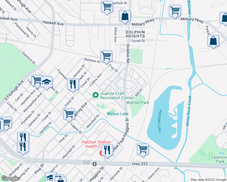 map of restaurants, bars, coffee shops, grocery stores, and more near 2921 Clifford Jackson Street in Dallas