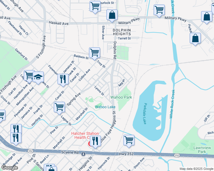 map of restaurants, bars, coffee shops, grocery stores, and more near 4808 Joseph Wiley Street in Dallas