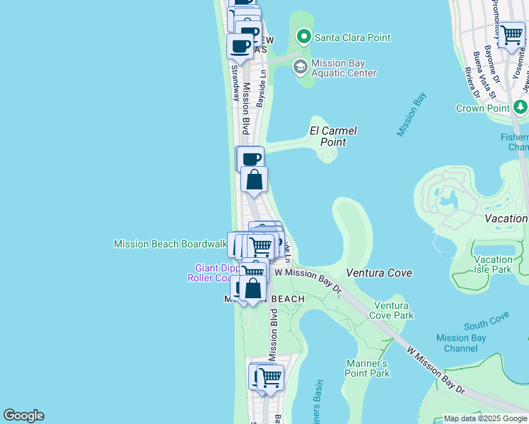 map of restaurants, bars, coffee shops, grocery stores, and more near 819 Kennebeck Court in San Diego