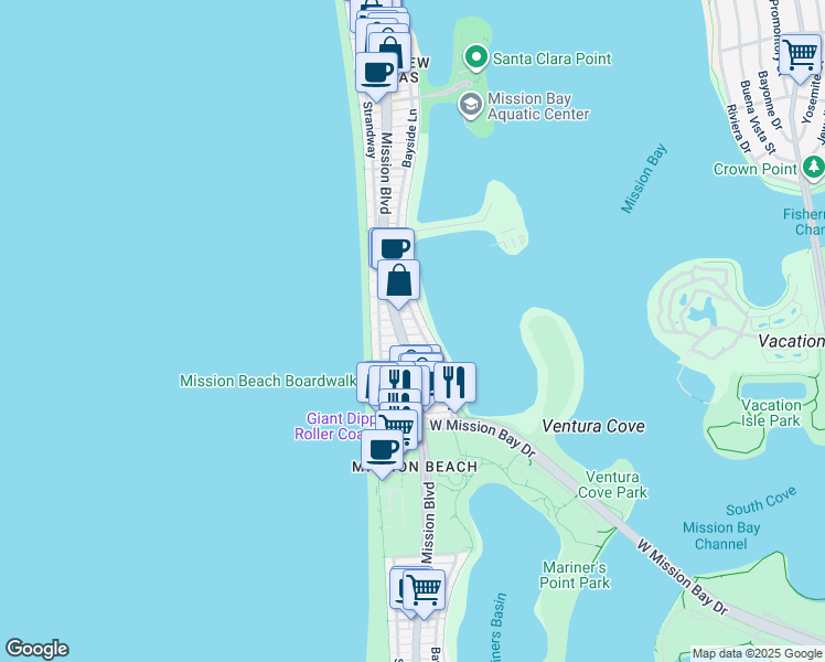 map of restaurants, bars, coffee shops, grocery stores, and more near 815 Kennebeck Court in San Diego