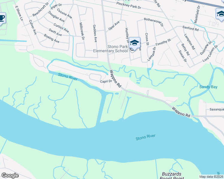 map of restaurants, bars, coffee shops, grocery stores, and more near 212 Shady Lane in Charleston