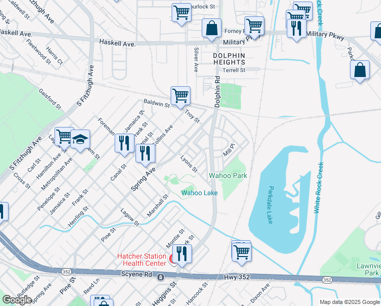 map of restaurants, bars, coffee shops, grocery stores, and more near 2913 Clifford Jackson Street in Dallas