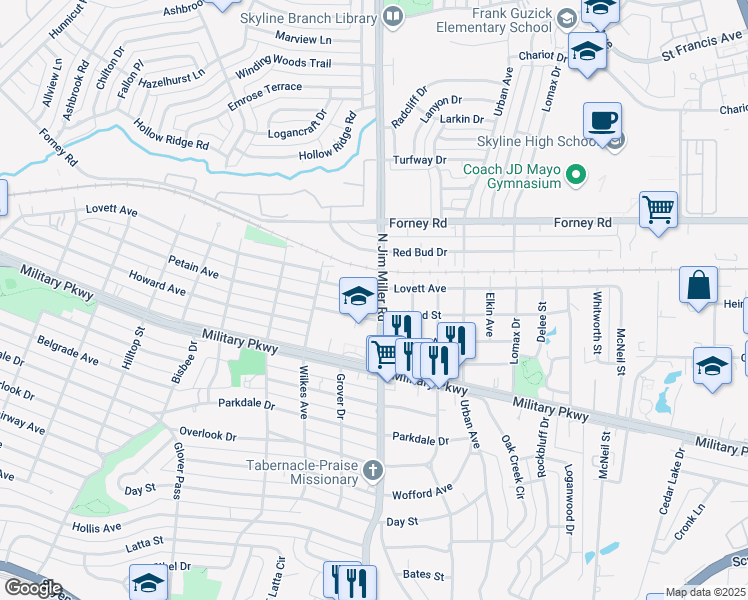 map of restaurants, bars, coffee shops, grocery stores, and more near 6922 Lovett Avenue in Dallas