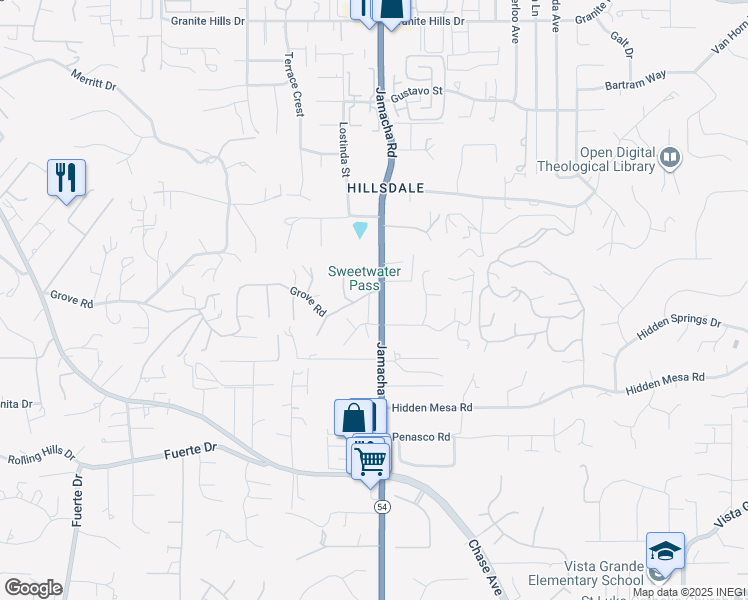 map of restaurants, bars, coffee shops, grocery stores, and more near 1958 Rancho Winchester Lane in El Cajon