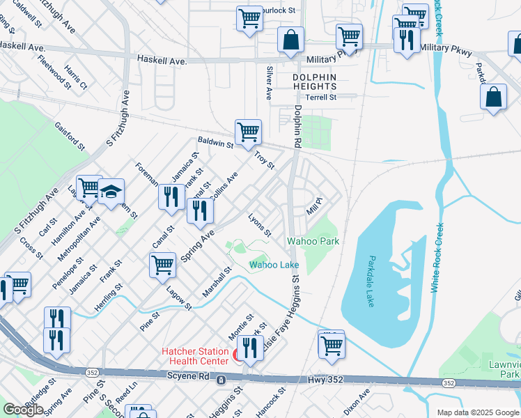 map of restaurants, bars, coffee shops, grocery stores, and more near 2909 Clifford Jackson Street in Dallas