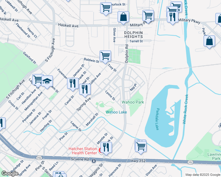 map of restaurants, bars, coffee shops, grocery stores, and more near 2909 Clifford Jackson Street in Dallas