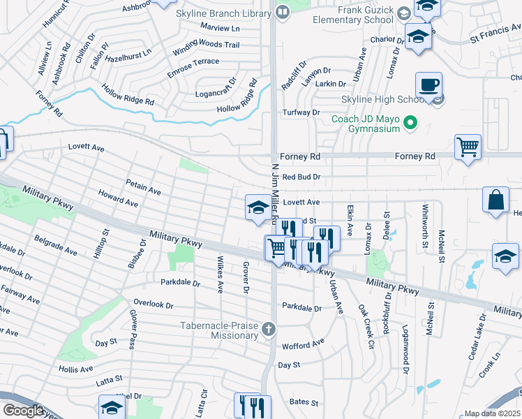 map of restaurants, bars, coffee shops, grocery stores, and more near 6922 Lovett Avenue in Dallas