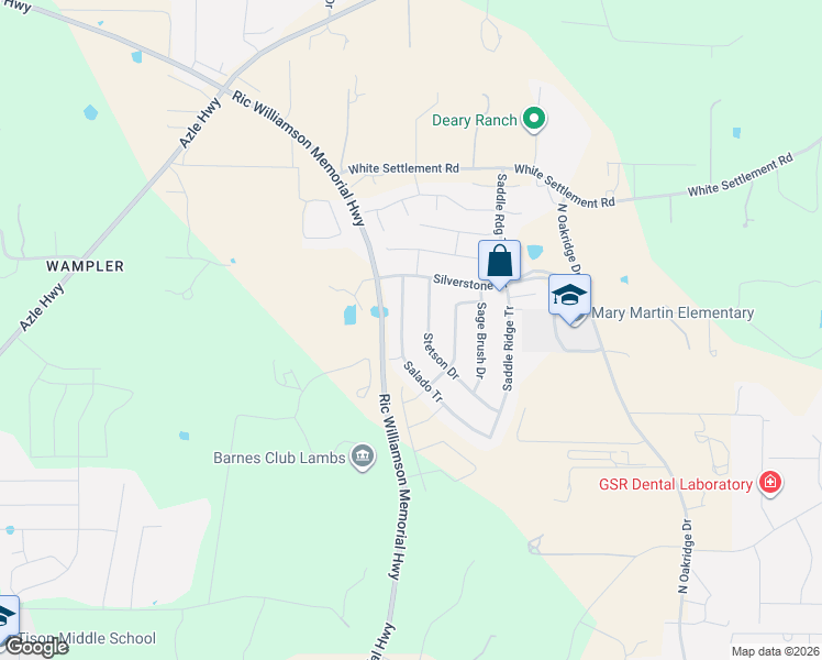 map of restaurants, bars, coffee shops, grocery stores, and more near 1540 Salado Tr in Weatherford