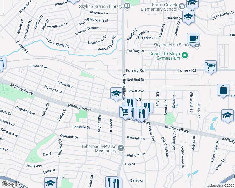 map of restaurants, bars, coffee shops, grocery stores, and more near 6922 Lovett Avenue in Dallas