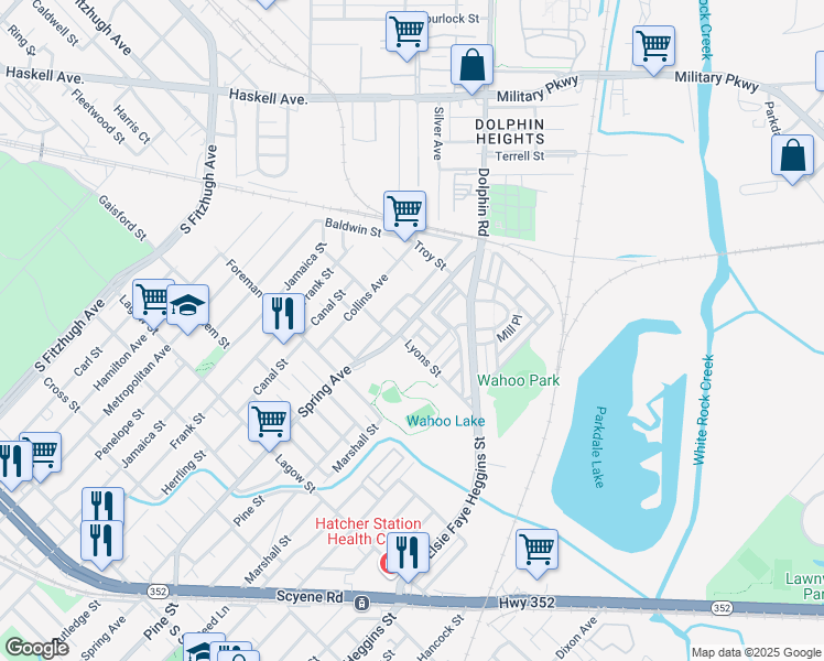 map of restaurants, bars, coffee shops, grocery stores, and more near in Dallas