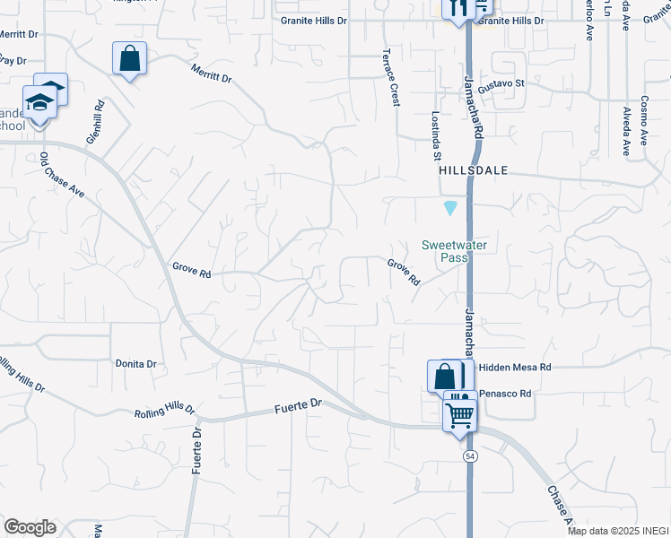map of restaurants, bars, coffee shops, grocery stores, and more near 1780 Grove Road in El Cajon