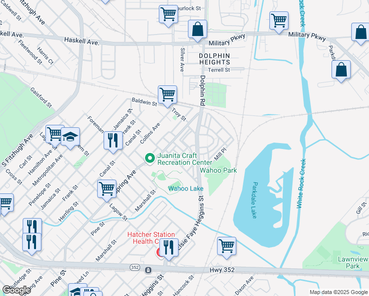 map of restaurants, bars, coffee shops, grocery stores, and more near 2926 Clifford Jackson Street in Dallas