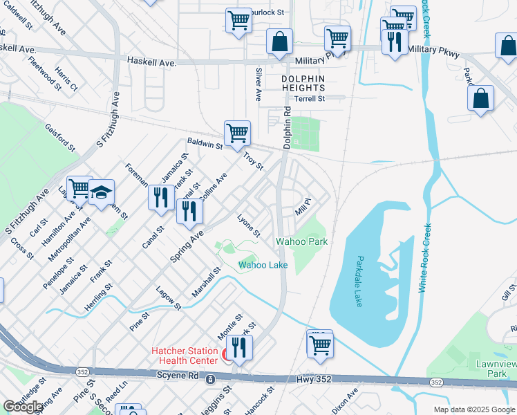 map of restaurants, bars, coffee shops, grocery stores, and more near 2926 Clifford Jackson Street in Dallas