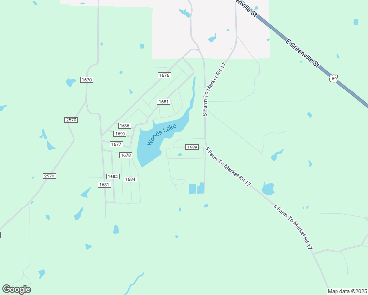 map of restaurants, bars, coffee shops, grocery stores, and more near County Road 1689 in Wood County