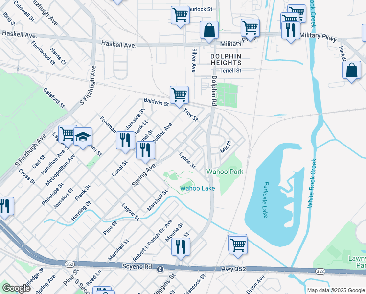 map of restaurants, bars, coffee shops, grocery stores, and more near 4714 Spring Avenue in Dallas