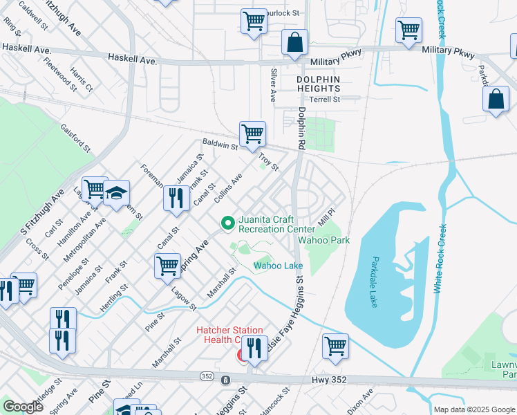 map of restaurants, bars, coffee shops, grocery stores, and more near 4714 Spring Avenue in Dallas