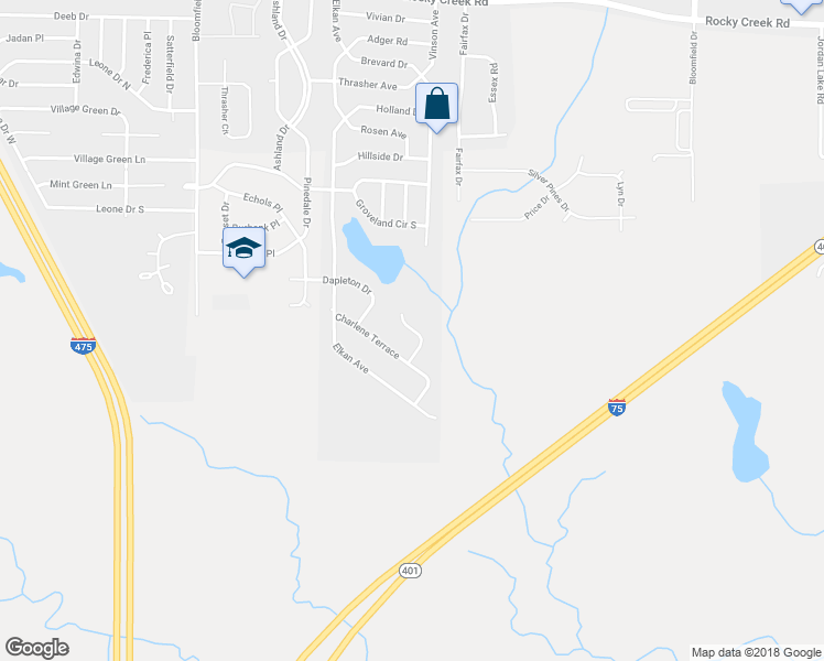 map of restaurants, bars, coffee shops, grocery stores, and more near 2461 Charlene Court in Macon