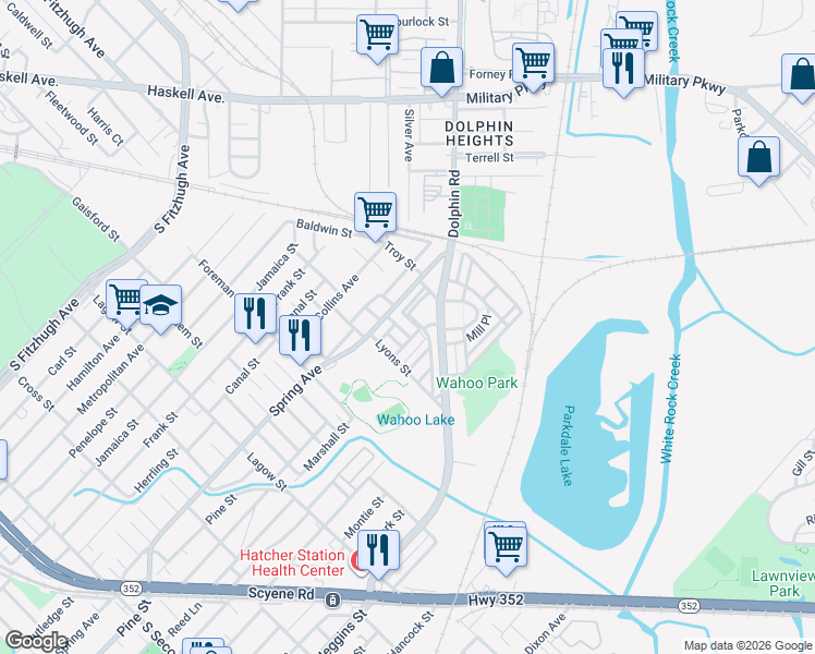 map of restaurants, bars, coffee shops, grocery stores, and more near 2925 Clifford Jackson Street in Dallas