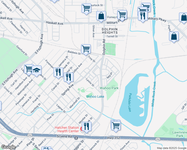 map of restaurants, bars, coffee shops, grocery stores, and more near 2918 Clifford Jackson Street in Dallas