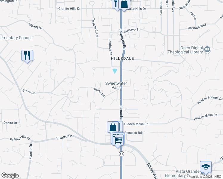 map of restaurants, bars, coffee shops, grocery stores, and more near 1910 Rancho Winchester Lane in El Cajon