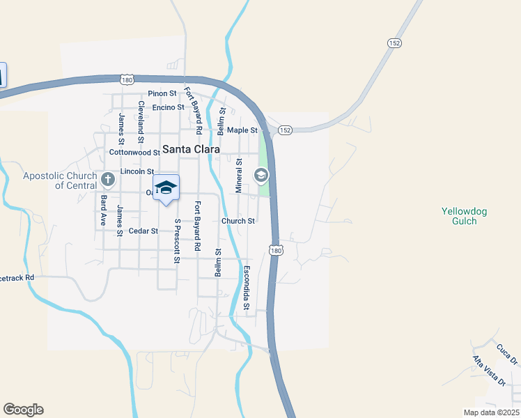 map of restaurants, bars, coffee shops, grocery stores, and more near 506 North East Street in Santa Clara