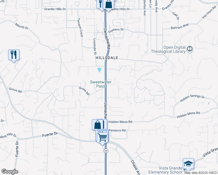 map of restaurants, bars, coffee shops, grocery stores, and more near 1958 Rancho Winchester Lane in El Cajon