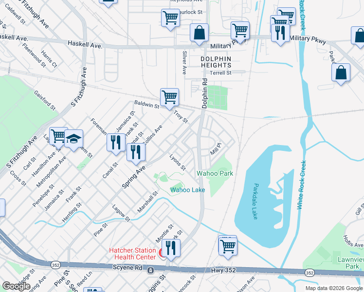 map of restaurants, bars, coffee shops, grocery stores, and more near 2925 Clifford Jackson Street in Dallas