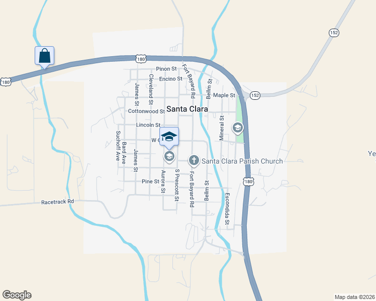 map of restaurants, bars, coffee shops, grocery stores, and more near 111 Fort Bayard Street in Silver City