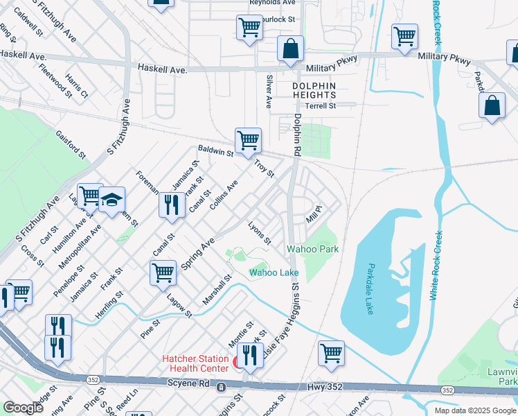 map of restaurants, bars, coffee shops, grocery stores, and more near 2925 Clifford Jackson Street in Dallas