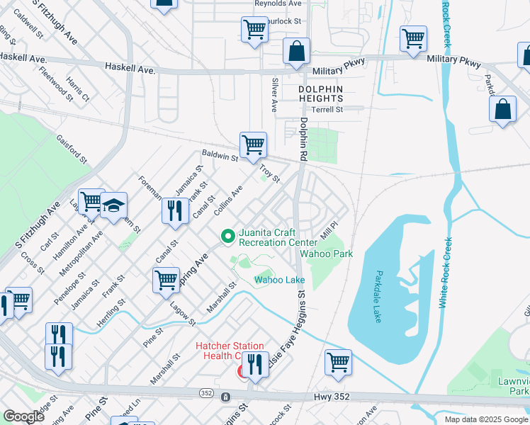 map of restaurants, bars, coffee shops, grocery stores, and more near 4802 Spring Avenue in Dallas