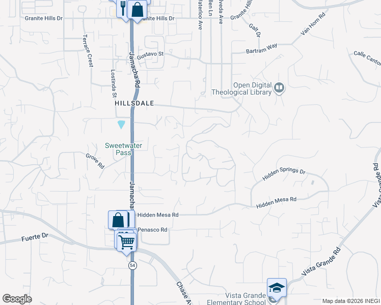 map of restaurants, bars, coffee shops, grocery stores, and more near 1542 Woody Hills Drive in El Cajon